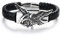 COOLSTEELANDBEYOND Rock Punk Edelstahl Fliegende Adler Herren ID Identifikations Armband Schwarz Geflochtene Lederarmband Schweißband