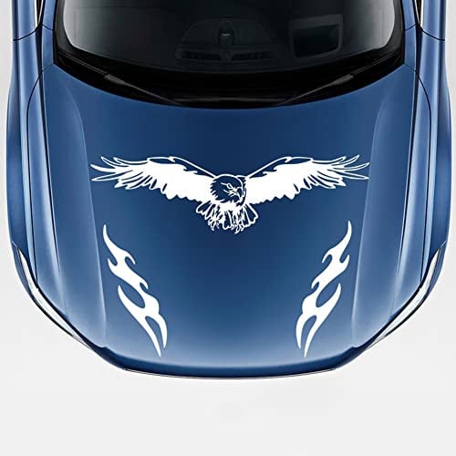 BYNYXI Motorhaube Aufkleber, 3-teilige Flamme Adler Aufkleber für Auto Personalisiert Aufkleber Wasserdicht Karosserie Aufkleber Selbstklebender Aufkleber Adler Auto Styling Dekoration-50cmx14cm