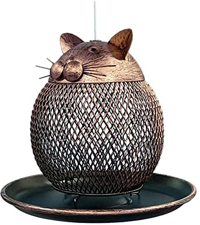 LCJQ Metallgitter-Futterstation für Wildvögel, hängende Retro-Kätzchen-Futterstation für den Außenbereich, für Garten, Hinterhof, Terrasse, Zaun, Decking Decor