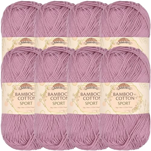 JubileeYarn Bamboo Cotton Sport Yarn - 50g/Skein - Cotton Candy - 8 Balls