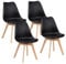 Brigros WeHome - Set 4 Sedie Candice, Sedie Sala Da Pranzo O Ufficio, Sedia Ergonomica, Seduta Imbottita Con Cuscino In Similpelle, Sedie Camera, Piedi In Legno Di Faggio, Arredamento Casa (Nero)