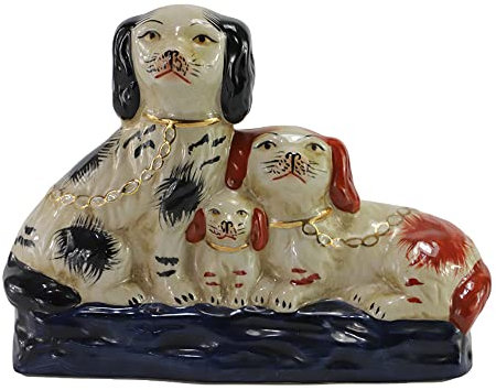 SYNWISH Handbemalte Porzellanfamilie Vintage Hund Figuren Keramik Hund Sammlerstücke für Heimdekoration