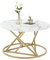 Table d'appoint moderne en marbre Table basse ronde blanche et dorée pour salon, chambre à coucher, bureau, balcon, 1 pièce, φ 80 cm