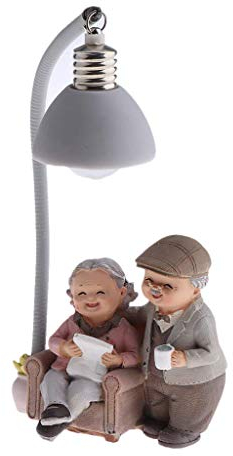 HOAZIACEHN Gartenfigur Opa und Oma auf Bank aus Harz Älteres Paar Figur Opa Oma Liebpaar Gartenfigur Dekofigur für Valentinstag Jubiläum Party Dekoration (A)