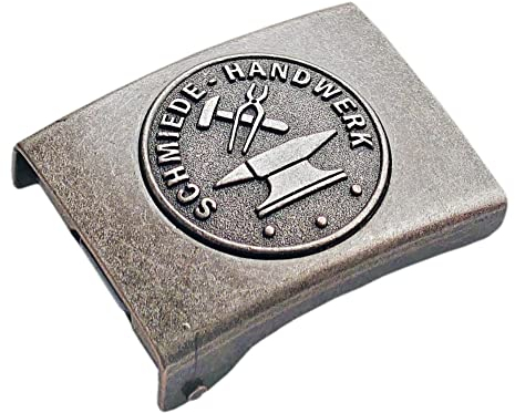 GravurManufakturBerlin Koppelschnalle Schmied Schmiede-Handwerk Zunftzeichen Meister, Meisterschüler, Geselle, Lehrling, Alt-Meister Koppelschloss (Vintage)