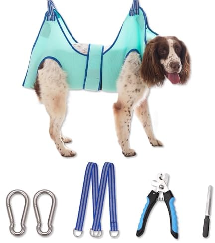 Kkiimatt XL Dog Grooming Hammock, Nail Trimming Sling with Wide Straps, Easy to Use, Adjustable, Turquoise