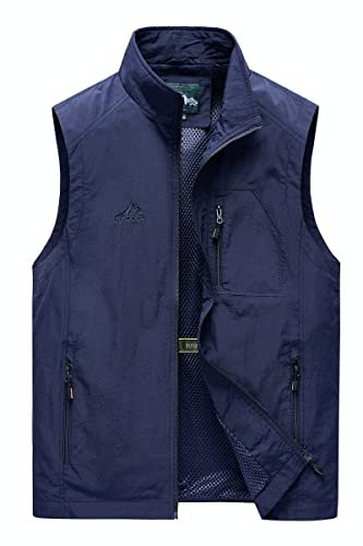 MeiLayM Gilet da Pesca da Uomo All'aperto Casual Asciugatura rapida Giubbotto Leggeri Traspirante Senza Maniche Giacche Panciotto Campeggio per Fotografia Escursionismo con Cerniera Gilet
