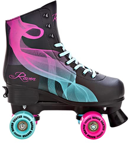 RAVEN Rollschuhe Roller Skates für Kinder Erwachsene Mädchen Damen verstellbar (Serena Mint/Pink, 35-38 (22,5-24cm))