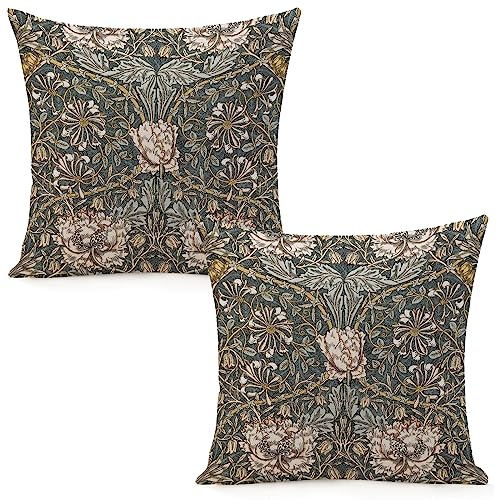Dripglw William Pimpernel Morris Dekokissenbezüge, ästhetisches Kissen für Schlafzimmer, Samt, dekorativer Kissenbezug, Heimdekoration, Wohnzimmer, Kissen für Bett, Sofa, Couch, 2 Stück