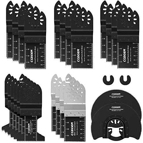 Multitool Sägeblätter, CGBOOM 26 tlg aus Kohlenstoffstahl und Edelstahl Oszillierendes Zubehör Set Multifunktionswerkzeug für Fein Multimaster, Dremel, Bosch, Makita DTM51, Dewalt, CG-26PC