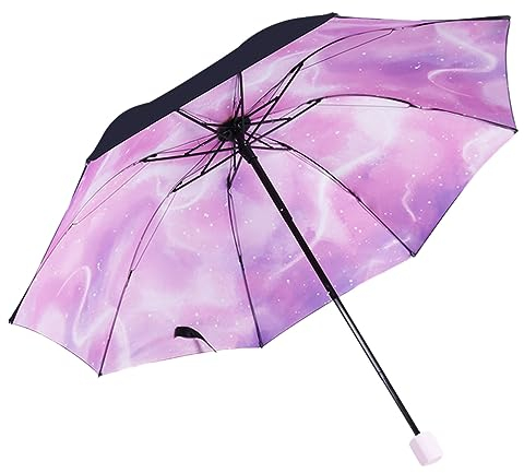 Hearda Regenschirm Manuell, Sternenhimmel Muster 8 Rippen Taschenschirm Sturmfest Regenschirm Kompakt Schnelltrockend, Schützt vor Regen und Sonne, für Kinder Männer Frauen (Interstellar)