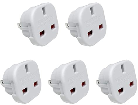 WEMAK Pack of 5 UK to US Plug Adaptor Type G to Type A and B Flat Travel Adapter, from UK to USA, Canada, Australia, Jamaica, Barbados, Mexico, Thailand, China, Japan and more