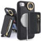 SailorTech iPhone Case with Card Holder, Cover for iPhone 7/8/SE 2020/SE 2022 - Ring Stand Kickstand Wallet Detachable 2-in-1 Zipper Case - Black