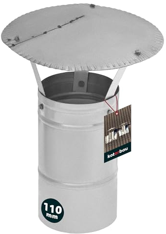 KOTARBAU® Schornsteinhaube verzinkter Stahl 110 mm Schornstein Regenhaube | Kaminabdeckung Schornsteinabdeckung Abdeckhaube Schornstein | Regenhaube für Schornstein | Schornsteine Regenschutz Regenhut