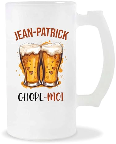 Planetee Chope de bière Jean-Patrick Chope-moi | Pinte Couple Saint Valentin Anniversaire Cadeau Romantique