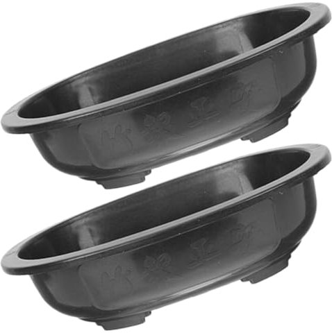 Toddmomy 2pcs Oval Flower Pots Drainage Bonsai Training for Gardening for Balcony Office and Nursery Use