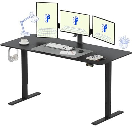 FLEXISPOT 180 * 80cm Electric Standing Desk Adjustable Standing Desk Sit Stand Up Desk Computer Desk with Hook Memory Function for Office and Home (Black+Black)
