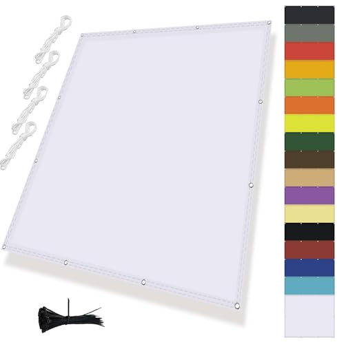 MENGH Parasol en voile avec corde - Tissu imperméable - Carré - Polyester polyester - Protection solaire pour installations de jardin, camping et loisirs - Blanc - 1,8 x 4 m