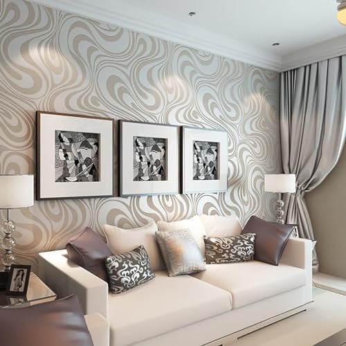 Trafagala Taupe Modern 3D Embossed Abstract Galaxy Wallpaper for Adults Living Room Bedroom Hallway and Stairs Bright Stripe Textured Wallpaper with Funky Feature Gothic Ideas Vintage Mural