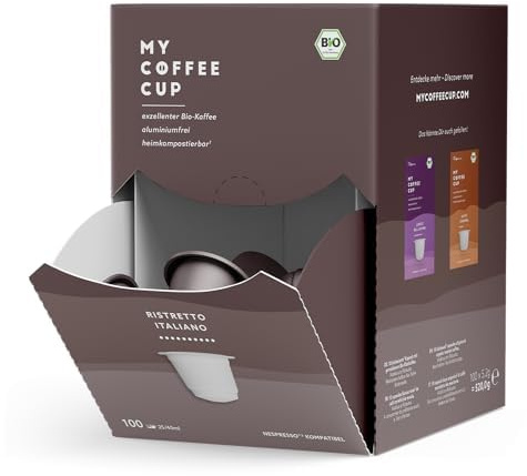 My Coffee Cup MEGA BOX RISTRETTO ITALIANO BIO-Kaffee Kapseln 100 Stück | Für Nespresso®³ Kapselmaschinen, 100% heim- und gartenkompostierbar, 0% Aluminium
