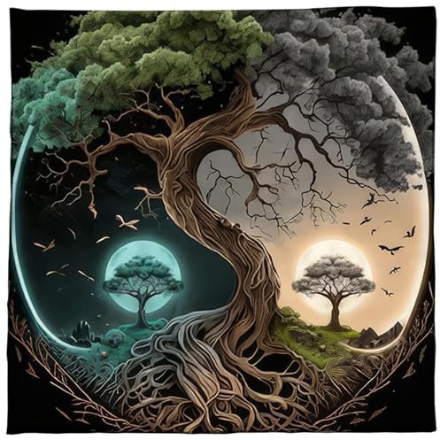 Qsvbeeqj Arbres de Vie Nappe Tarots Carte Nappe Autel Tissu Astrologies Divinations Carré Tapisserie Décor Maison