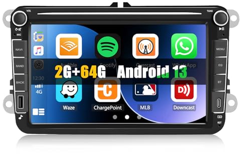 CAMECHO 2+64G Android 13 Radio Coche para VW Golf 5 Golf 6 Skoda Polo Passat Tiguan Touran con CarPlay&Android Auto&Mirrorlink,8 Pulgadas Pantalla Táctil con Bluetooth/WiFi/GPS/FM/RDS/USB