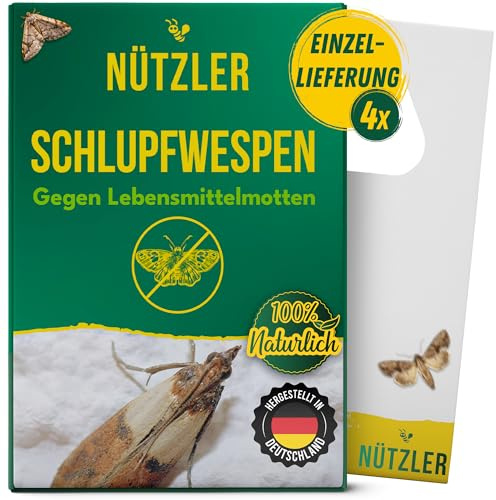 Nützler ® Schlupfwespen gegen Lebensmittelmotten - EINZELLIEFERUNG - (4 Karten, 1 Lieferung) - Nützlinge - Mottenbekämpfung mit Trichogramma evanescens