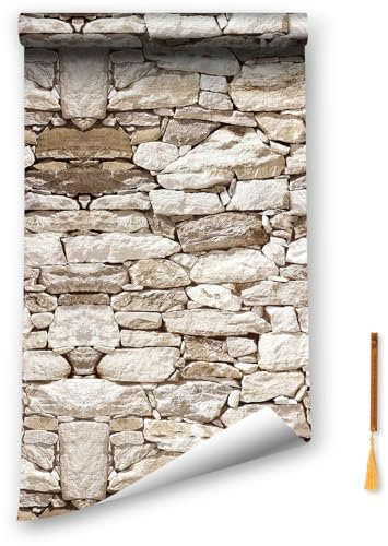 Oufdj-iPro Carta da parati in 44.5x800CM pietra Carta da parati in vinile con mattoni Carta da parati autoadesiva Carta da parati autoadesiva con mattoni rossi