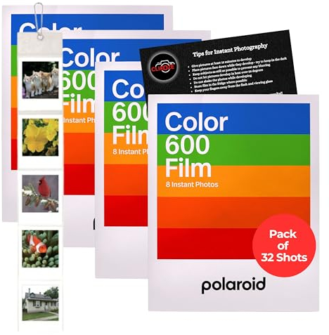 Clikoze Instant Camera Film Bundle with Polaroid 600 Film Colour x32 Shot Pack, Wall hanging Polaroid Album and Instant Photography Tips Card