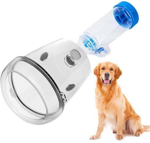 STARSUM Espaciador de inhalador para perros, cámara de aerosol canino con máscara de oxígeno de silicona, para el hogar al aire libre, diseñado para perros grandes (L)