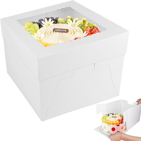 Tortenbox Tortenkarton Hoch 25x25x20cm 2Stk Tortenschachtel Kuchenkarton Kuchenbox Pappe Kuchen Transportbox Tortentransportbox Torten Verpackung mit Sichtfenster Cake Boxen (10x10x8inch - 2Stk)