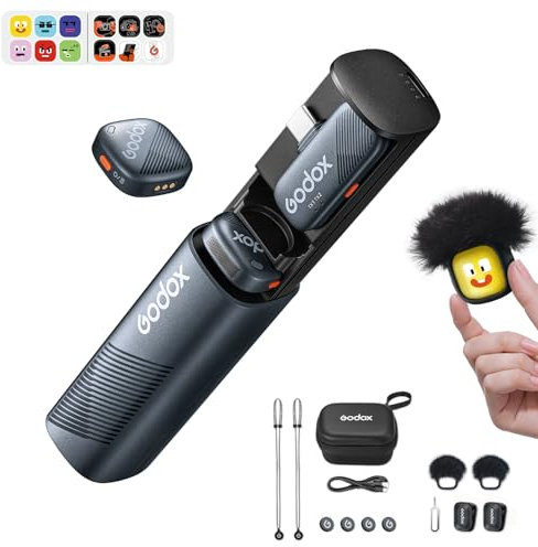GODOX Cube-SC Microfono Lavalier Wireless,48kHz/24Bit Hi-Fi Audio,30H Durata 300m Range,App Control Cancellazione del rumore Microfono Wireless per USB C-Phone,Vlog,Intervista,Streaming,Livestream