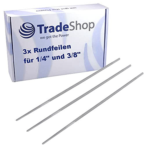 3x Trade-Shop Feilen 4mm 5/32 kompatibel mit Stihl MS 170 MS 171 Motorsäge Sägekette Kettensäge zum Schärfen