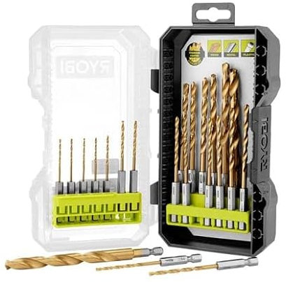 RYOBI 22 PC. Titanium Drill Bit Set, 1/4 Hex Shank