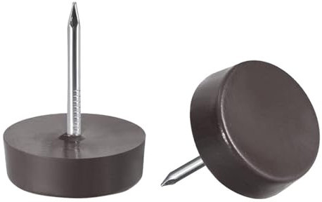 Furniture Feet Nail Plastic Glide Nails Chair Table Leg Protector Pads 14mm Dia Brown 40pcs