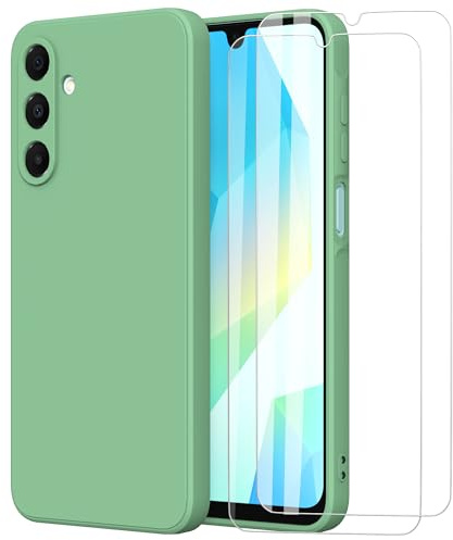 MOONESS Hülle kompatibel mit Samsung Galaxy A16 5G / 4G Handyhülle mit 2 Stück Schutzfolie,Liquid Silikon TPU Schutzhülle Dünn Backcover - Grün
