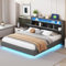KEYIDE Letto imbottito 160 x 200 cm, con illuminazione a LED e ricarica USB, letto matrimoniale con testiera e rete a doghe, letto per ragazzi, in lino, senza materasso (grigio 1, 160 x 200 cm)