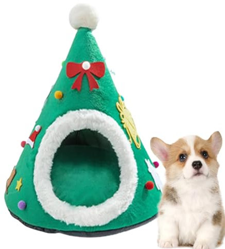 Capanna per gatti 'albero di Natale - Rifugio per gattini per gatti 'albero di Natale | da letto natalizia per gattini, nascondiglio senza deformazione con cuscino lavabile rimovib