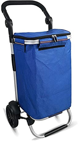 Shopping Cart 40L Multifunctional Shopping Cart Trolley Bag on Wheels Push Tote Cart Carts Trolley Bag Basket Luggage Foldable Cart Grocery Cart(Blue)