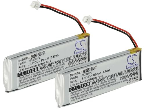 vhbw 2x Battery compatible with Albrecht BTX 2 Pro Wireless Headset Headphones (950 mAh, 3.7 V, Li-polymer)