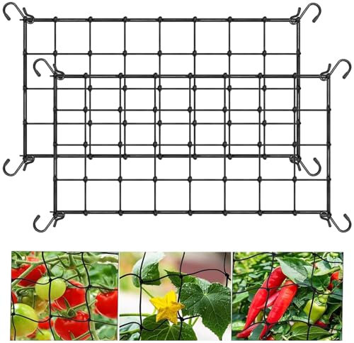 2 Stück Wachsen Zelt Netz,Scrog Netz 60 x 120cm,Grow Netz mit 4 Haken,PflanzenstüTznetz für Pflanzen, Gemüse,Obst,Elastische Spalier Netz,Passend für Garten,Balkone,Hof,Gartenarbeit