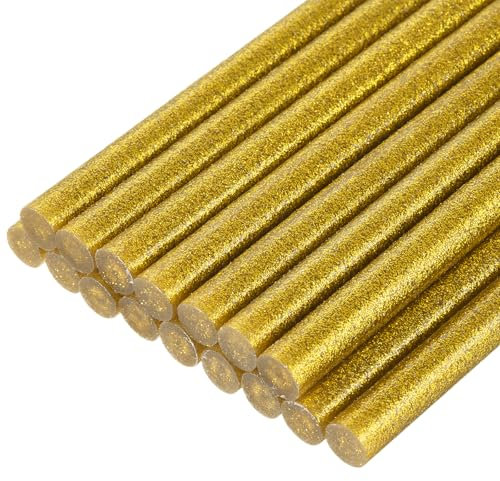 sourcing map 16pcs Full Size Hot Glue Gun Sticks 11mm x 200mm Large Glue Sticks for Glue Gun, Glitter Gold