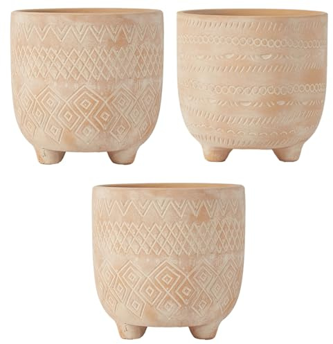 Olly & Rose Andaluz Ensemble de pots de plantes en céramique 3-11,5 cm Terre cuite avec motif gravé – Petits pots de plantes pour extérieur et intérieur Pots de cactus et plantes grasses – Jardinières