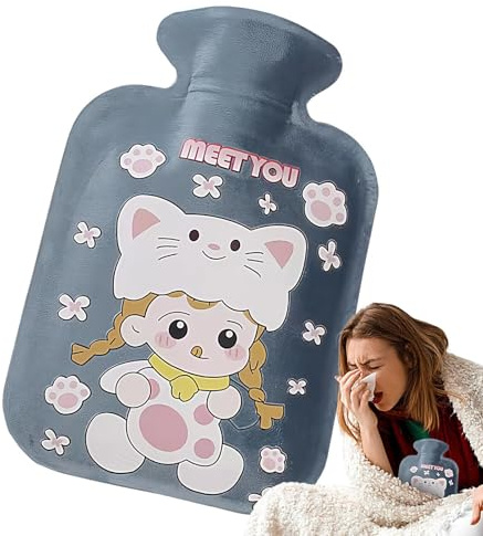 Winter-Wärmflasche, Wärmflasche, 500 ml Plüsch-Winter-Wärmflasche, tragbarer Bettwärmer mit weichem Heizkissen für Füße, Bett und Taille