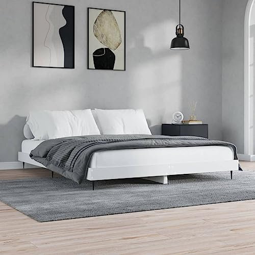 AJJHUUKI Home-Betten & Zubehör - Bettrahmen ohne Matratze - Weiß 150 x 200 cm - Kingsize Holz Holzbearbeitung