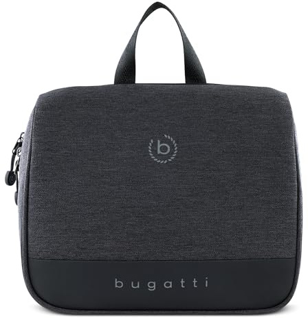 bugatti Universum Kulturtasche mit extra Kosmetiktasche, Kulturbeutel für Urlaub, Hotel, Sport - Schwarz
