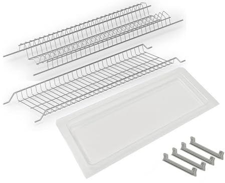 inferramenta Kit Scolapiatti Grigio | Supporti Inclusi | Vaschetta Raccogligocce PVC Trasparente Inclusa | Diverse Misure (Pensili 60 cm)