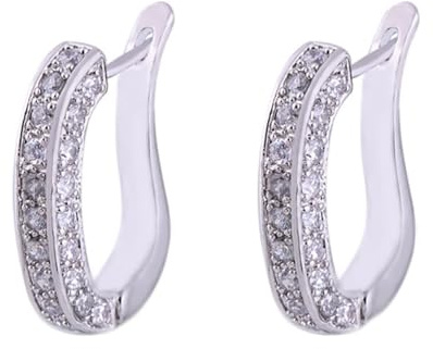 AMDXD 14 Karat Weißgold 585 Ohrringe Vintage Echte Goldschmuck, U Creolen mit Moissanit, 14K Gold Ohrringe Hängend