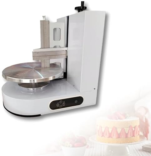 MZBDYYF Automatic Electric Cake Cream Spreading Machine - Stainless Steel Icing Smoother, Adjustable Speed Turntable For 4-12 Inch Cakes, Professional Cake Decorating Coating