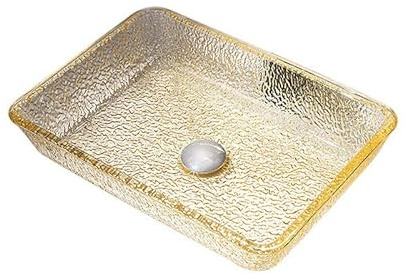 Lavabo rectangulaire en verre teinté pour salle de bain moderne BW22 002 - 460 x 330 x 110 mm - Jaune élégant